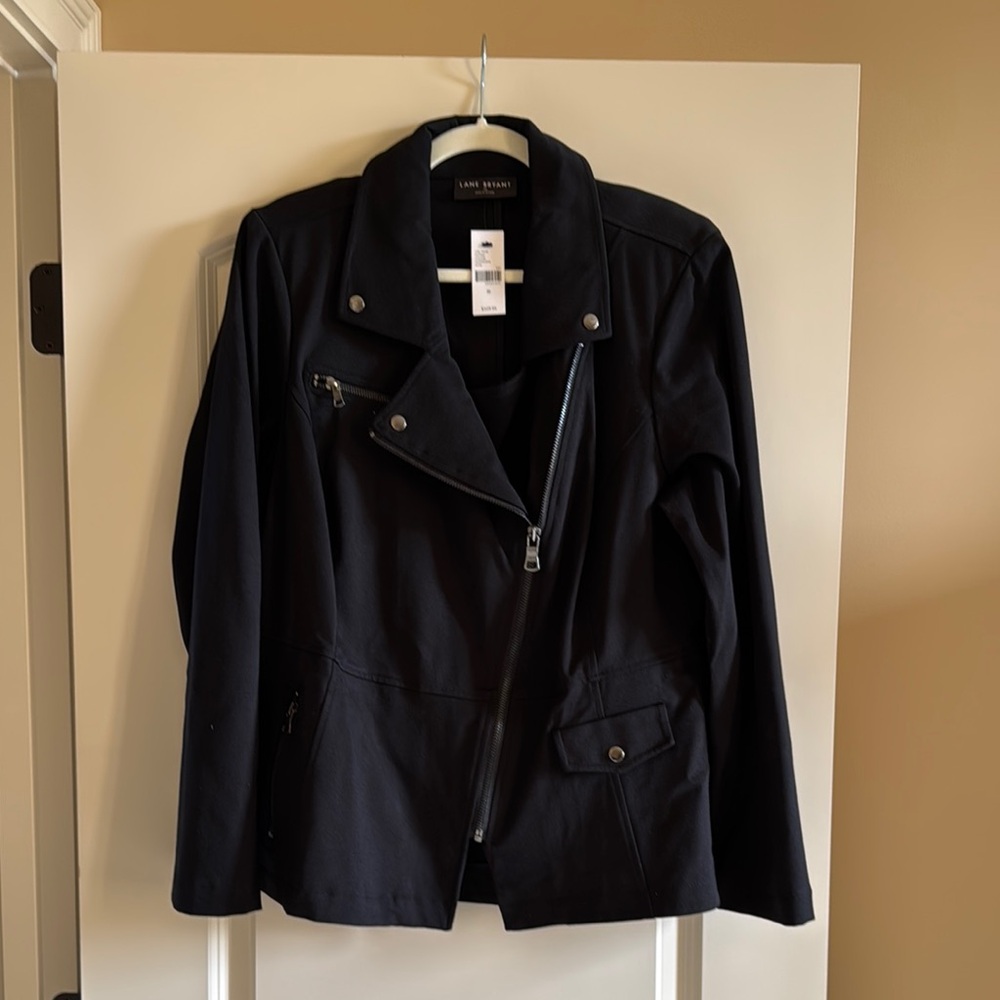 Lane Bryant Black Ponte Moto jacket